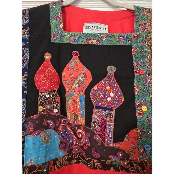Elena Pelevina Russian folklore patchwork Tunic Made In Russia See Measurement - Picture 3 of 6